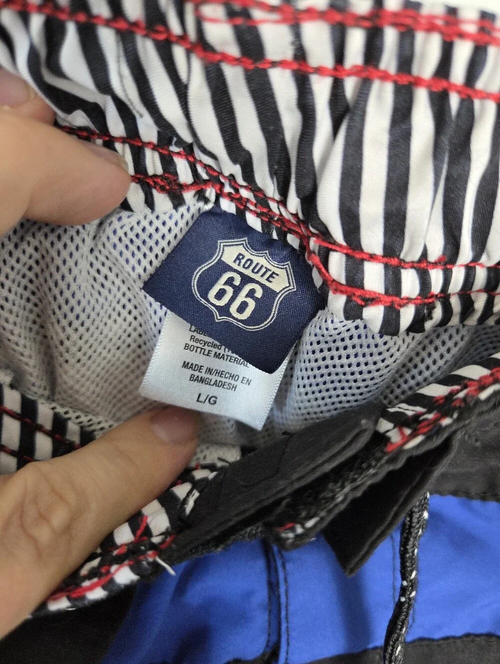 Route 66 Men's Swim Trunks Bottoms Board Shorts Blue Large Pool Beach Vacation